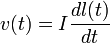 v(t) = I \frac{dl(t)}{dt} 